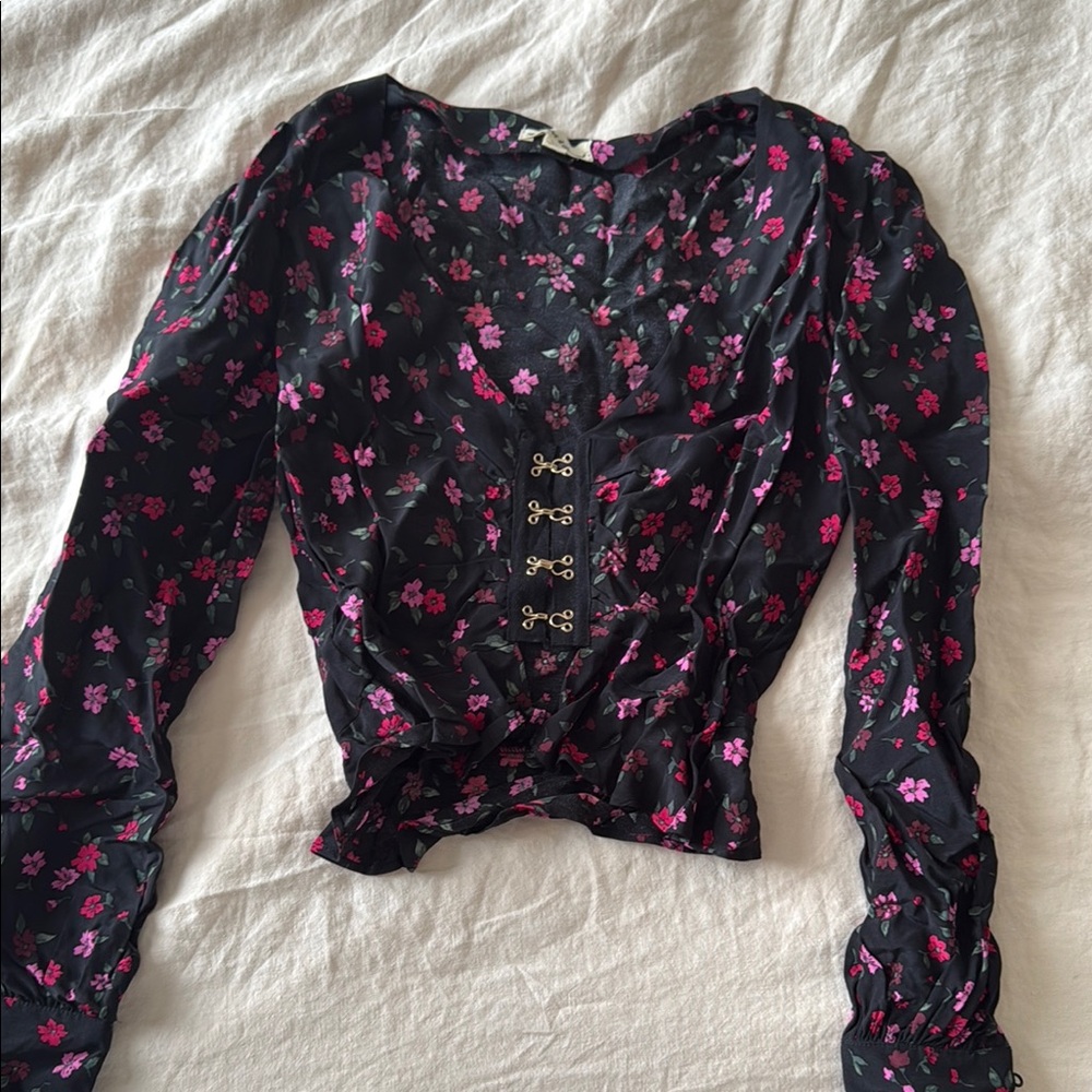Floral Black and Pink Women's Top